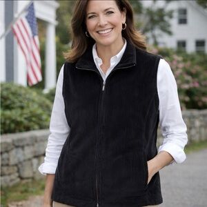 1X 100% cotton Vermont Country Store Black Wide Corduroy Vest Preppy/Equestrian